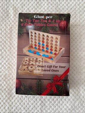 🪵 🆕Wooden Tic Tac Toe & 4-in-a-Row Game Set